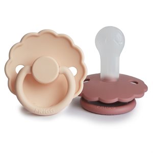 FRIGG Daisy - Round Silicone 2-Pack Pacifiers - Pink Cream/Powder Blush - Size 2
